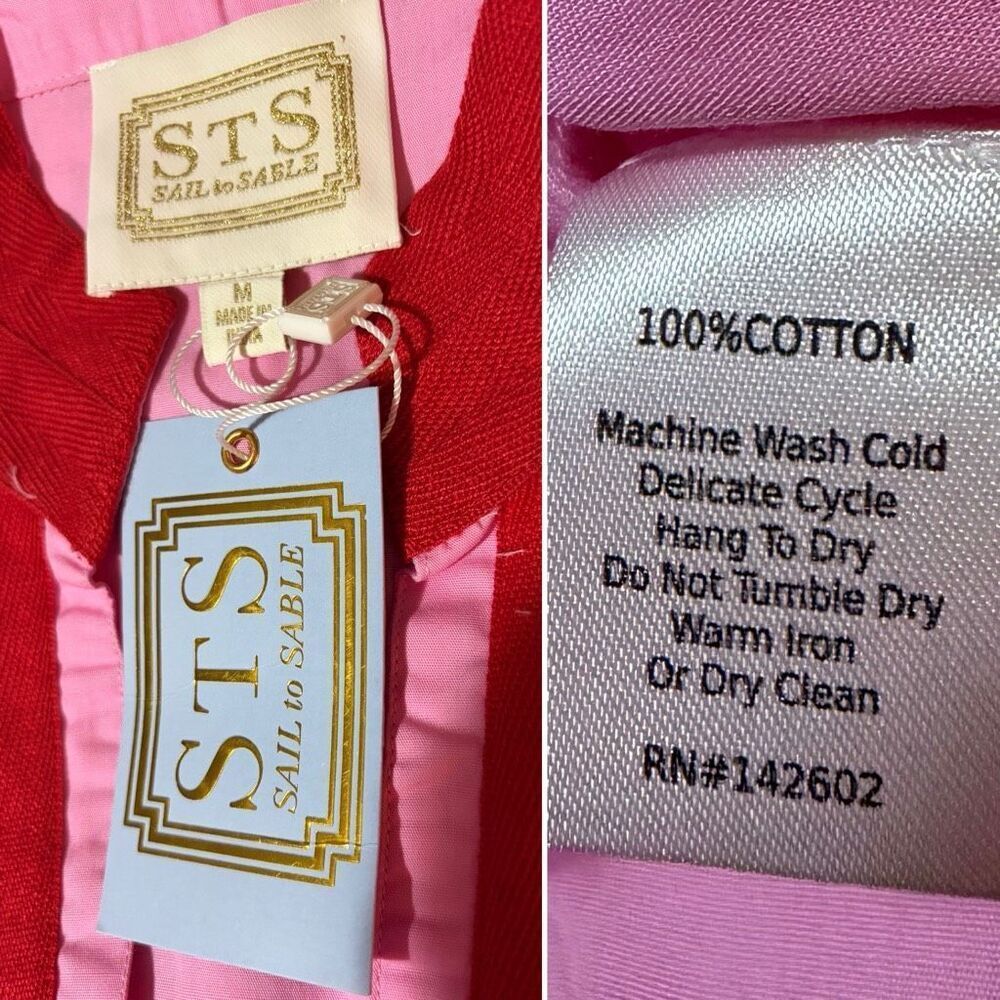 Sail to Sable Pink Short Sleeve Classic Maxi Two Tone Tunic Dress Cotton M NWT - Picture 8 of 9